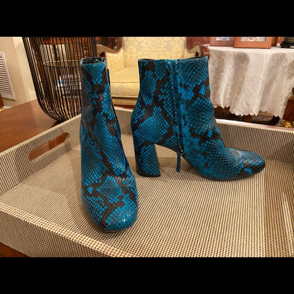 Alice And Olivia Blue Python Booties - image 2